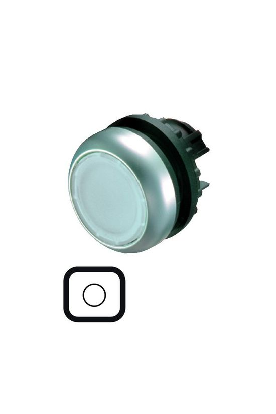 Nyomógombfej műanyag d22 világító lapos fehér kerek visszaugró M22-DL-W EATON - 216922