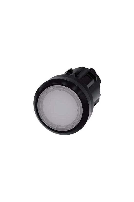 Nyomógombfej műanyag d22 világító lapos fehér visszaugró kerek SIRIUS ACT SIEMENS - 3SU1001-0AB60-0AA0