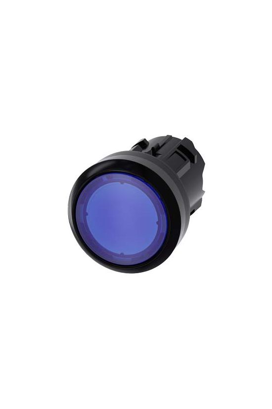 Nyomógombfej műanyag d22 világító lapos kék visszaugró kerek SIRIUS ACT SIEMENS - 3SU1001-0AB50-0AA0