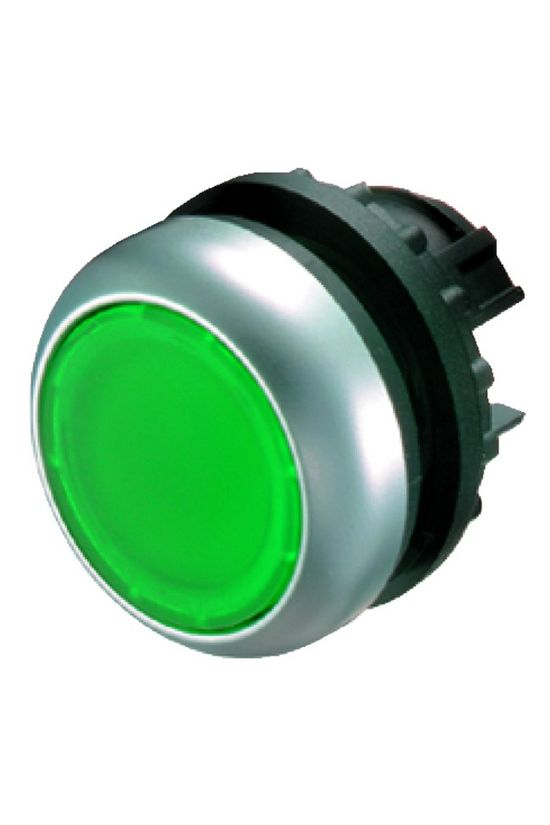 Nyomógombfej műanyag d22 világító lapos zöld kerek visszaugró M22-DL-G EATON - 216927