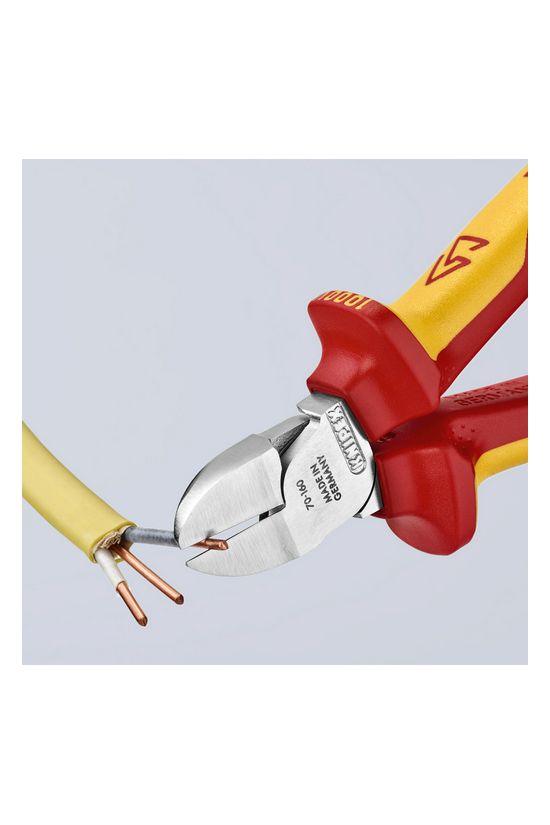 Oldalcsípő fogó 61HRC piros-sárga szigetelés normál 160mm szigetelt 1000V KNIPEX - 7026160