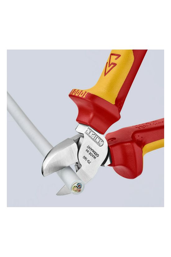 Oldalcsípő fogó 61HRC piros-sárga szigetelés normál 160mm szigetelt 1000V KNIPEX - 7026160