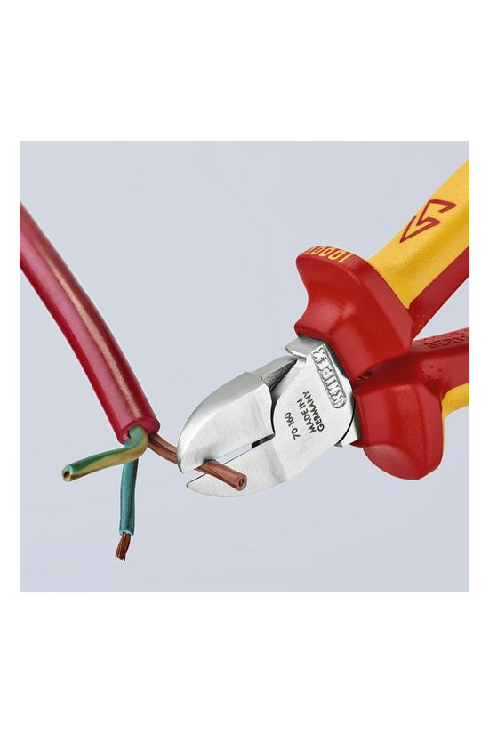 Oldalcsípő fogó 61HRC piros-sárga szigetelés normál 160mm szigetelt 1000V KNIPEX - 7026160