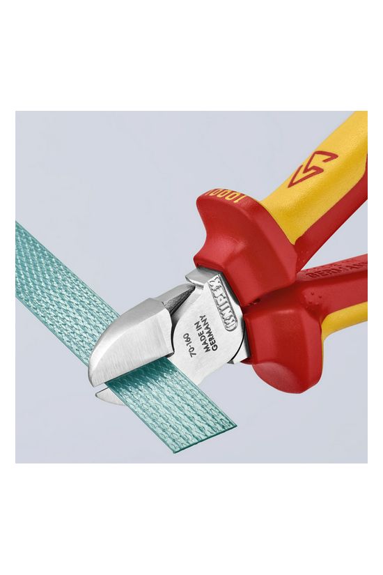 Oldalcsípő fogó 61HRC piros-sárga szigetelés normál 160mm szigetelt 1000V KNIPEX - 7026160