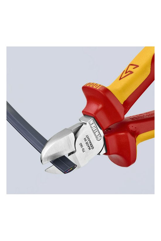 Oldalcsípő fogó 61HRC piros-sárga szigetelés normál 160mm szigetelt 1000V KNIPEX - 7026160