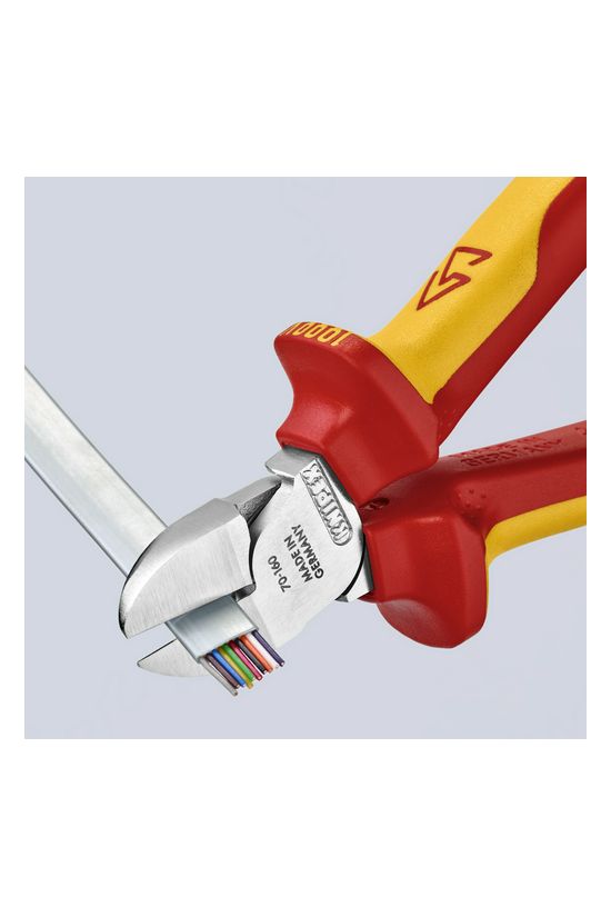 Oldalcsípő fogó 61HRC piros-sárga szigetelés normál 160mm szigetelt 1000V KNIPEX - 7026160