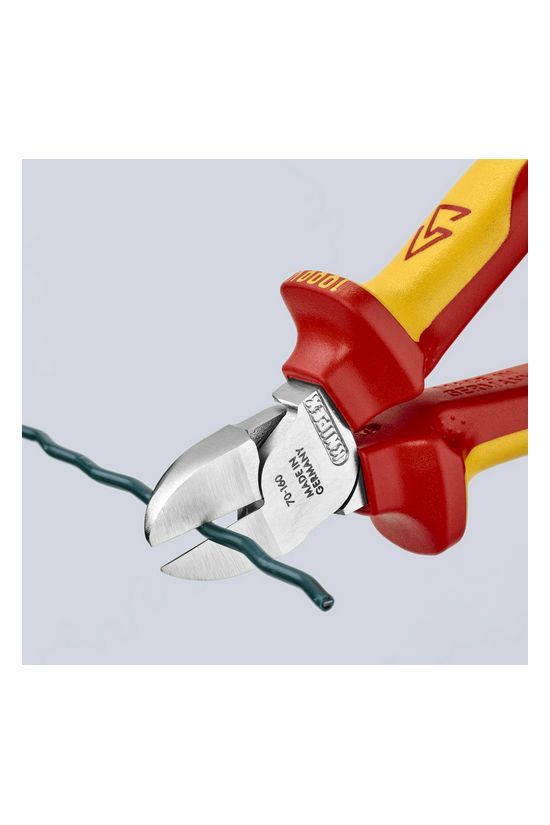 Oldalcsípő fogó 61HRC piros-sárga szigetelés normál 160mm szigetelt 1000V KNIPEX - 7026160