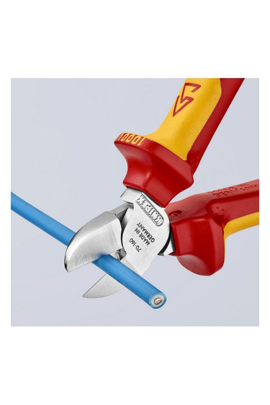 Oldalcsípő fogó 61HRC piros-sárga szigetelés normál 160mm szigetelt 1000V KNIPEX - 7026160