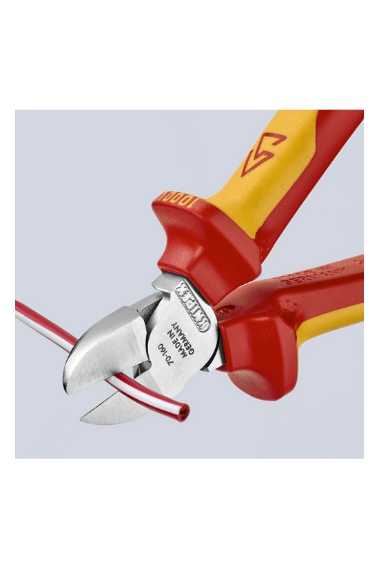 Oldalcsípő fogó 61HRC piros-sárga szigetelés normál 160mm szigetelt 1000V KNIPEX - 7026160