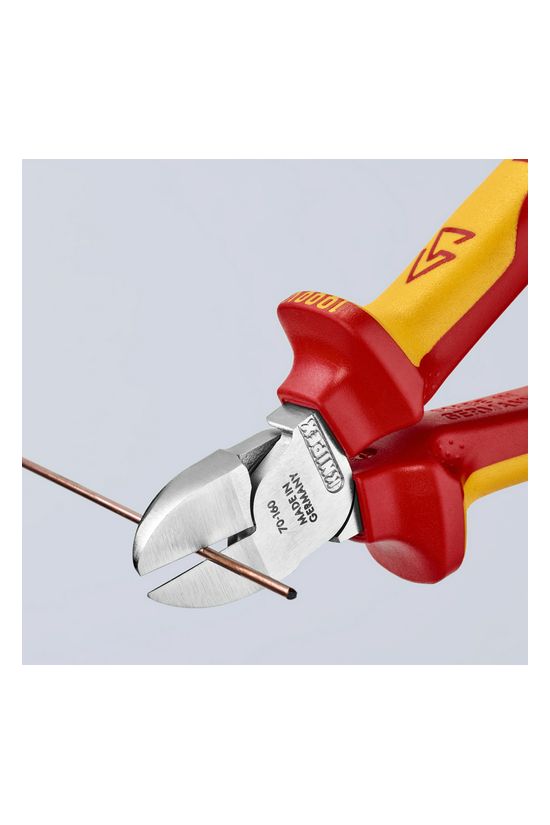 Oldalcsípő fogó 61HRC piros-sárga szigetelés normál 160mm szigetelt 1000V KNIPEX - 7026160