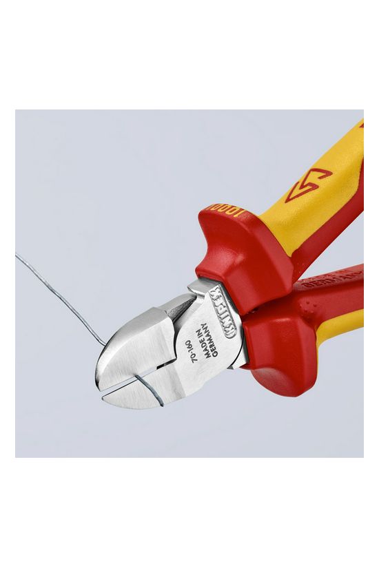 Oldalcsípő fogó 61HRC piros-sárga szigetelés normál 160mm szigetelt 1000V KNIPEX - 7026160