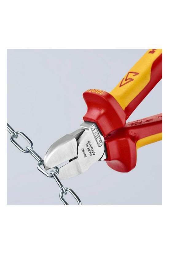 Oldalcsípő fogó 61HRC piros-sárga szigetelés normál 160mm szigetelt 1000V KNIPEX - 7026160