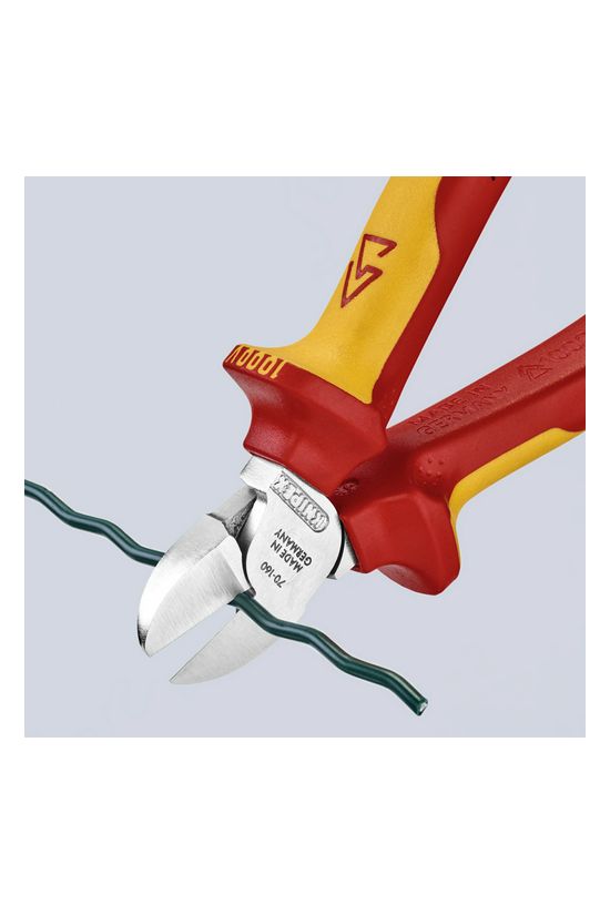 Oldalcsípő fogó 61HRC piros-sárga szigetelés normál 160mm szigetelt 1000V KNIPEX - 7026160