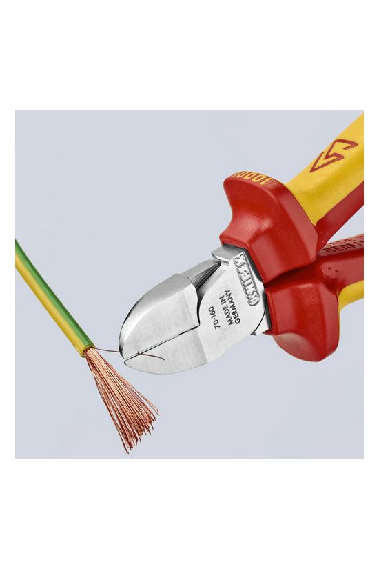 Oldalcsípő fogó 61HRC piros-sárga szigetelés normál 160mm szigetelt 1000V KNIPEX - 7026160