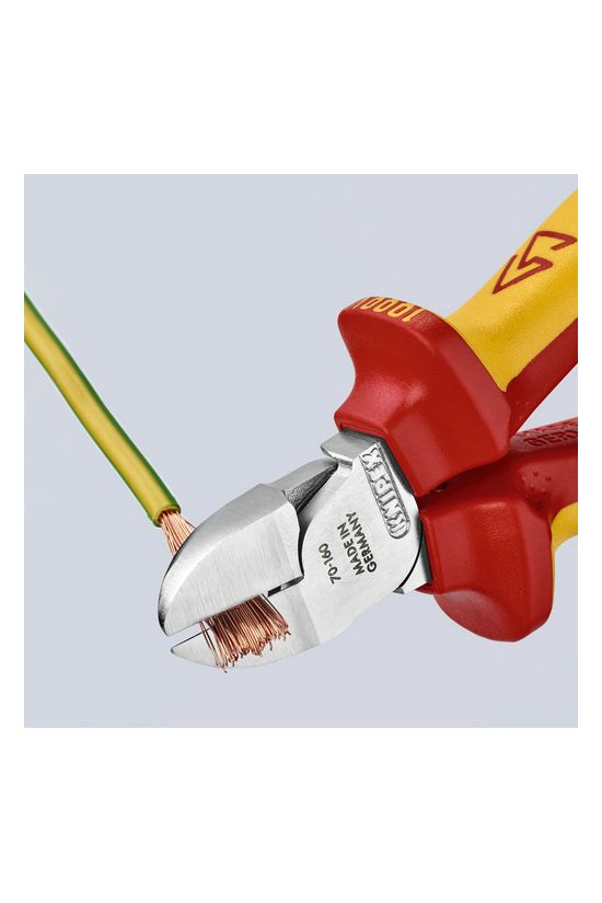 Oldalcsípő fogó 61HRC piros-sárga szigetelés normál 160mm szigetelt 1000V KNIPEX - 7026160