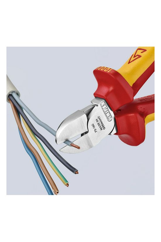 Oldalcsípő fogó 61HRC piros-sárga szigetelés normál 160mm szigetelt 1000V KNIPEX - 7026160