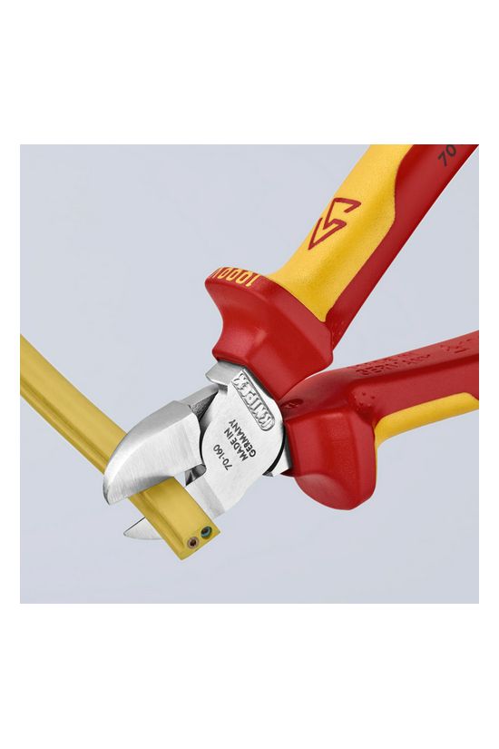 Oldalcsípő fogó 61HRC piros-sárga szigetelés normál 160mm szigetelt 1000V KNIPEX - 7026160