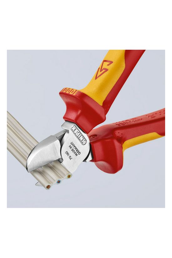 Oldalcsípő fogó 61HRC piros-sárga szigetelés normál 160mm szigetelt 1000V KNIPEX - 7026160