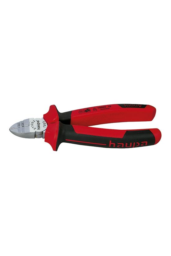 Oldalcsípő fogó kábelcsupaszító funkcióval piros-fekete normál 160mm szigetelt 1000V Haupa - 211203