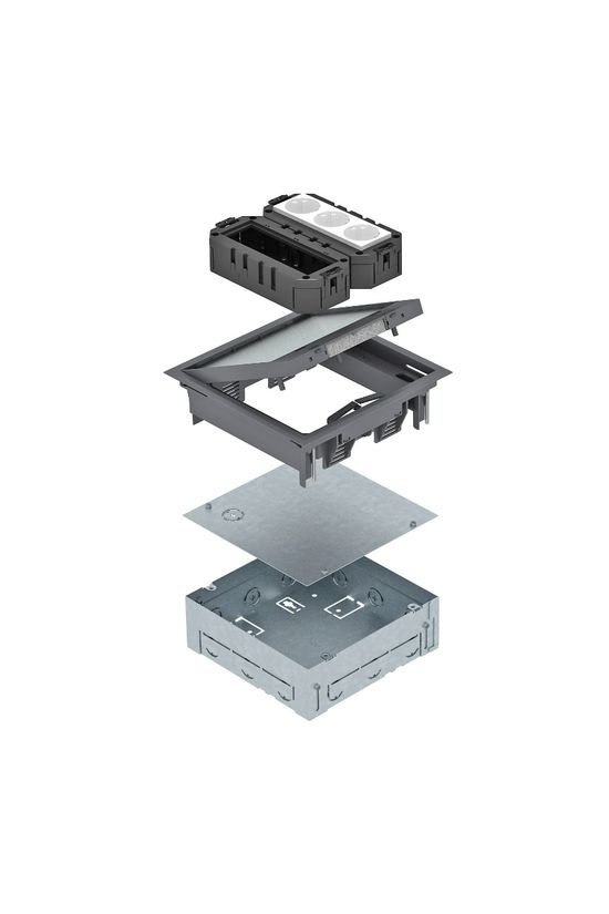 Padlódoboz komplett betonozható +3dugalj poliamid (PA) szürke UDHOME GES4 7011 OBO-BETTERMANN - 7427410