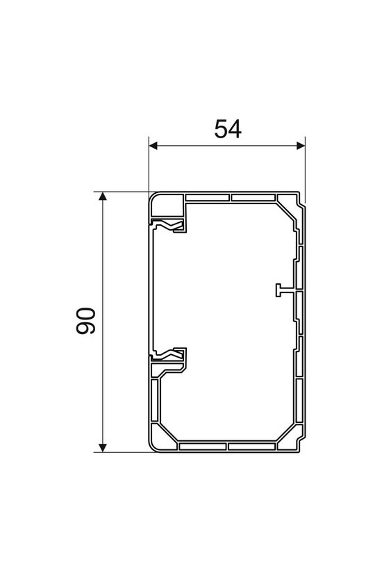 Parapetcsatorna 90mm x 54mm 2000mm x kezeletlen műanyag fekete fedéllel halogénmentes PK KOPOS - PK 90X55 D_FD