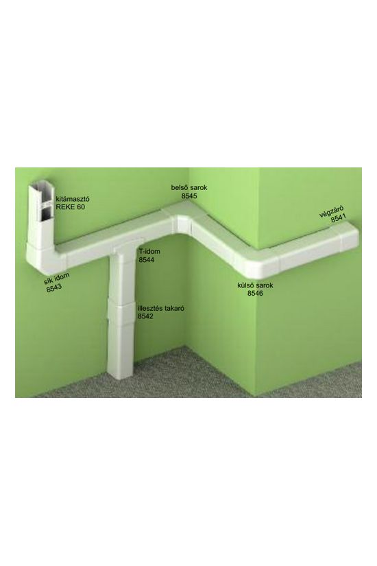 Parapetcsatorna illesztéstakaró 60X60-hoz 60mm-sz 60mm-mé műanyag szimmetrikus EKE KOPOS - 8542_HB