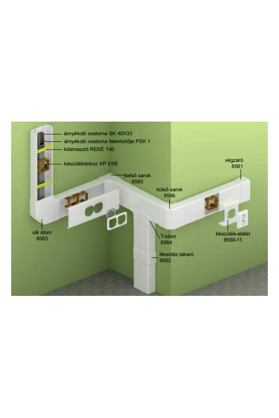 Parapetcsatorna külső sarok 140X60-hoz 90° szimmetrikus fényesfehér műanyag PVC EKE KOPOS - 8566_HB