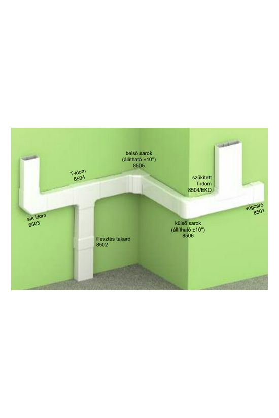 Parapetcsatorna külső sarok 80X40-hez 90° szimmetrikus fényesfehér műanyag PVC EKD KOPOS - 8506_HB