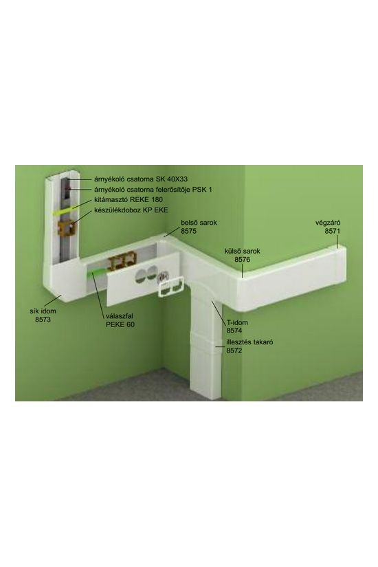 Parapetcsatorna végzáró 180X60-hoz szimmetrikus 180mmx 60mm műanyag fényesfehér EKE KOPOS - 8571_HB