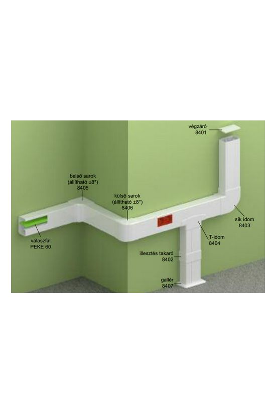 Parapetcsatorna végzáró 90x55-höz szimmetrikus 90mmx 55mm műanyag fényesfehér PK KOPOS - 8401_HB