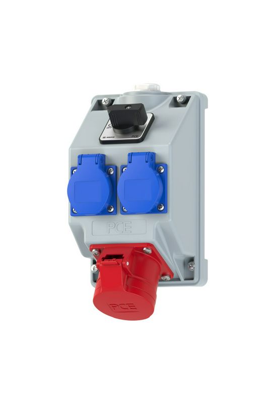 Dugaszoló elosztó 16A/400V +kapcsoló 2x2P+F/230V 1x16A5P400V műanyag fali IP44 COMBO-POL4 PCE - 160815521