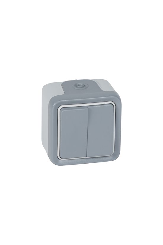 Plexo 106+6 kettős váltókapcsoló betét komplett házban szürke falonkívüli IP55 2- LEGRAND - 069715