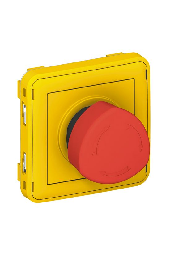 Plexo gomba nyomófej sárga előlap vészleállító piros reteszelt fordító nyugtázás LEGRAND - 069549