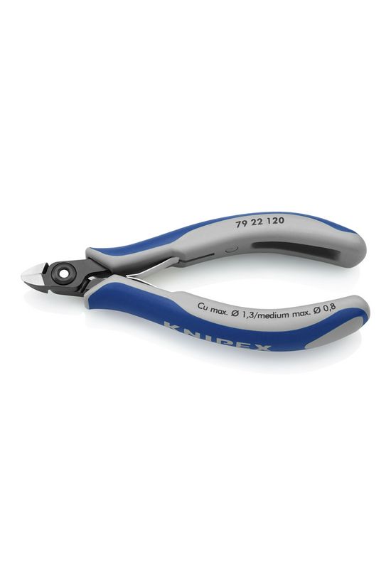 Oldalcsípő fogó 62HRC max.d1/0,8mm nyitórugós szürke-kék normál 120mm x KNIPEX - 7922120