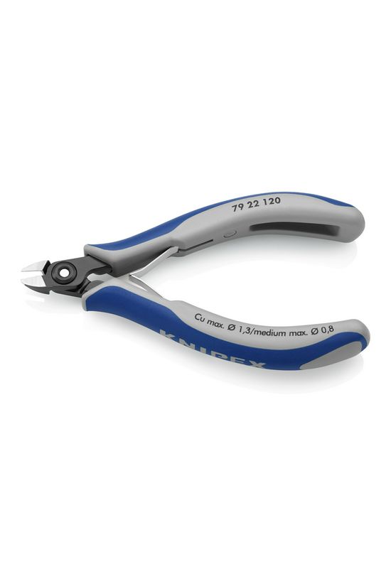 Oldalcsípő fogó 62HRC max.d1/0,8mm nyitórugós szürke-kék normál 120mm x KNIPEX - 7922120