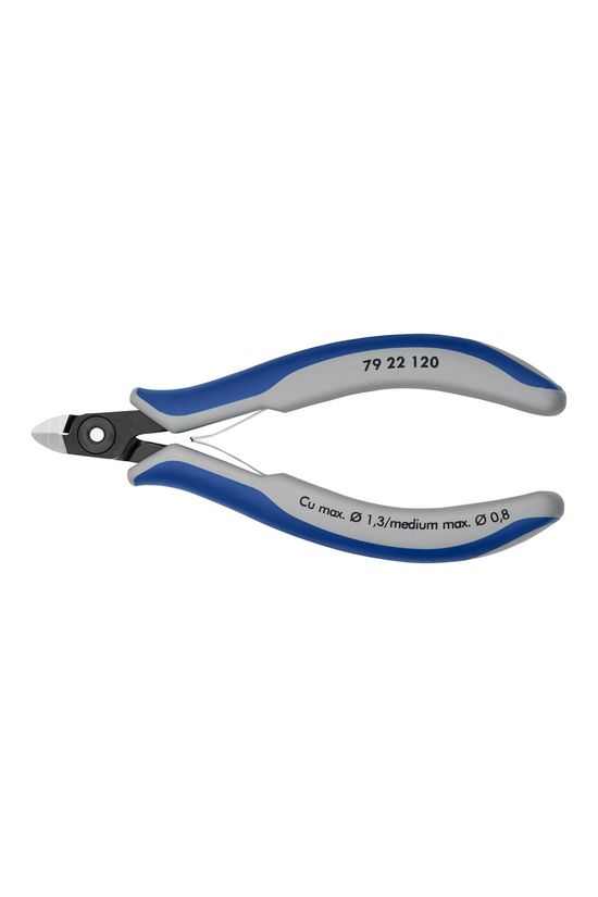 Oldalcsípő fogó 62HRC max.d1/0,8mm nyitórugós szürke-kék normál 120mm x KNIPEX - 7922120