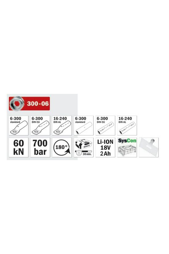 Présszerszám akkumulátoros hidraulikus kábelsaru/-összekötő-hoz 6-300mm2 SO-6 Haupa - 216801-1