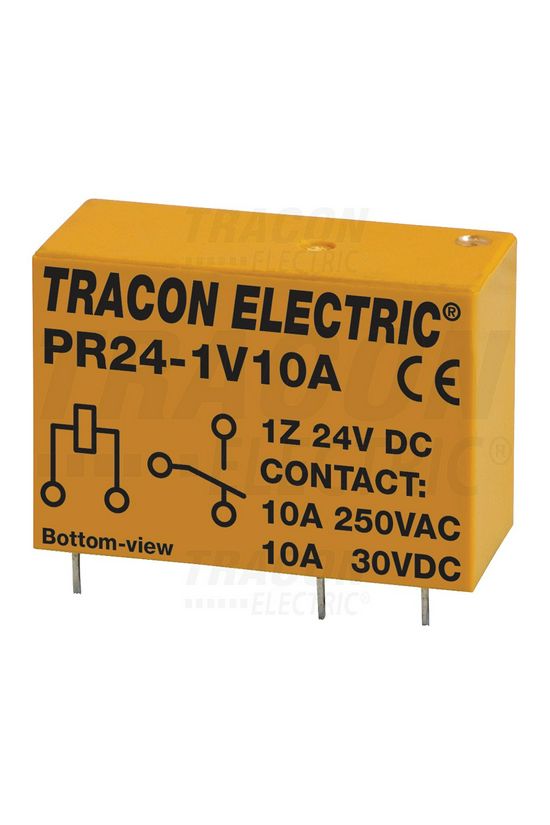 Print relé 10A/230VAC/30VDC 1v NYÁK 24VDC monostabil TRACON - PR24-1V10A