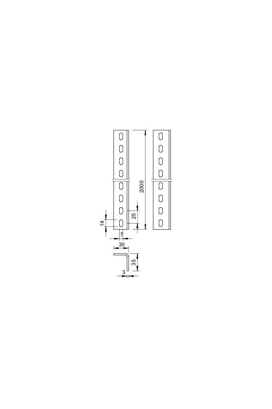 Profilsín perforált 2m L-profil merítetten horganyzott acél WP 30 35 2000 FT OBO-BETTERMANN - 6373100