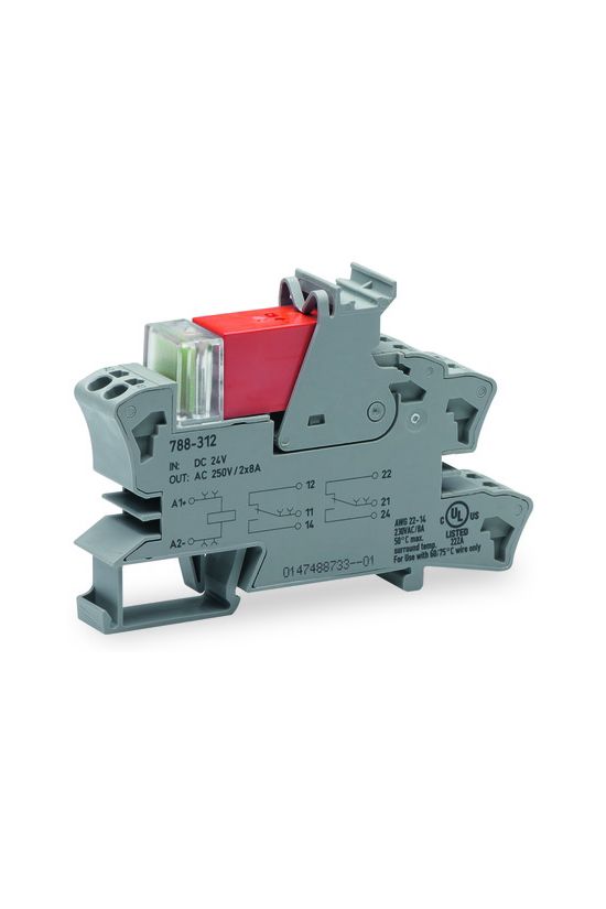 Relémodul aljzattal 8A 2-v rugószorításos 24VDC monostabil IP20 WAGO - 788-312