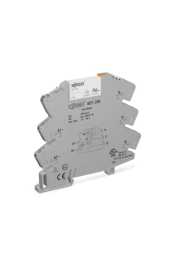 Relémodul keskeny 6A 1-v rugószorításos 230VAC 230VDC monostabil IP20 WAGO - 857-358