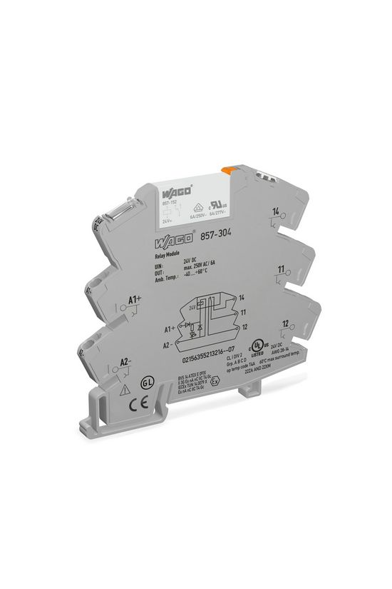 Relémodul keskeny 6A 1-v rugószorításos 24VDC monostabil IP20 WAGO - 857-304