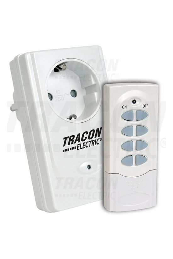 RF készlet 1dugaljadapter+1távirányító 3600/600W 230VAC-táp fehér 433MHz TRACON - RCS11