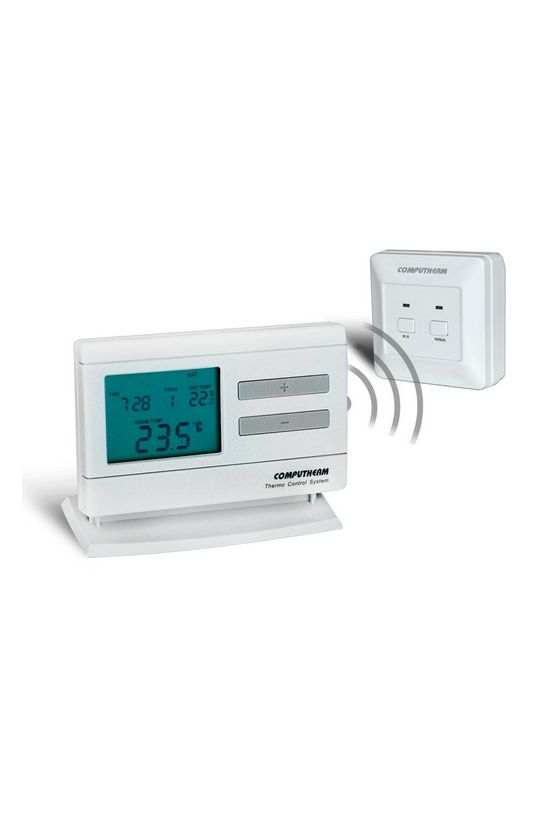 RF szobatermosztát programozható LCD (2xAA1,5V-elemes) +vevő digitális 5-40°C 6A 230V QUANTRAX - Q7RF