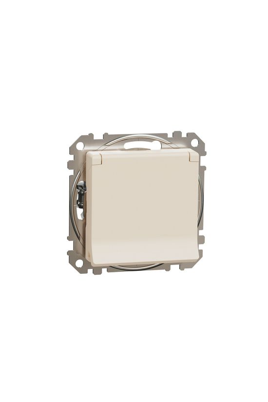 SednaÚj 162 dugalj földelt csapófedéllel gyerekzárral bézs IP20 süllyesztett Schneider - SDD112024