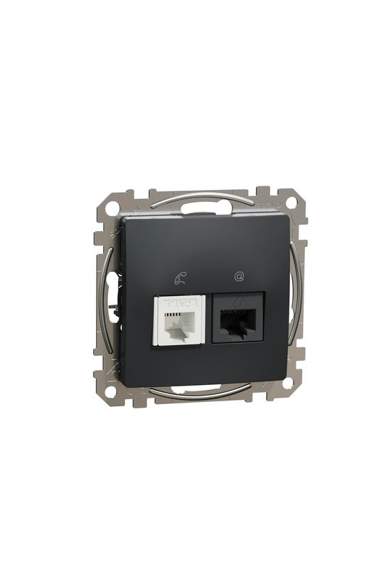 SednaÚj adatcsatlakozó betét közp. fedéllel RJ45/RJ11 Cat6 műanyag antracit Schneider - SDD114468
