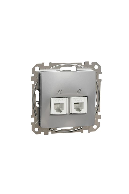SednaÚj telefon csatlakozó betét közp. fedéllel 2xRJ11 műanyag alumínium Schneider - SDD113492