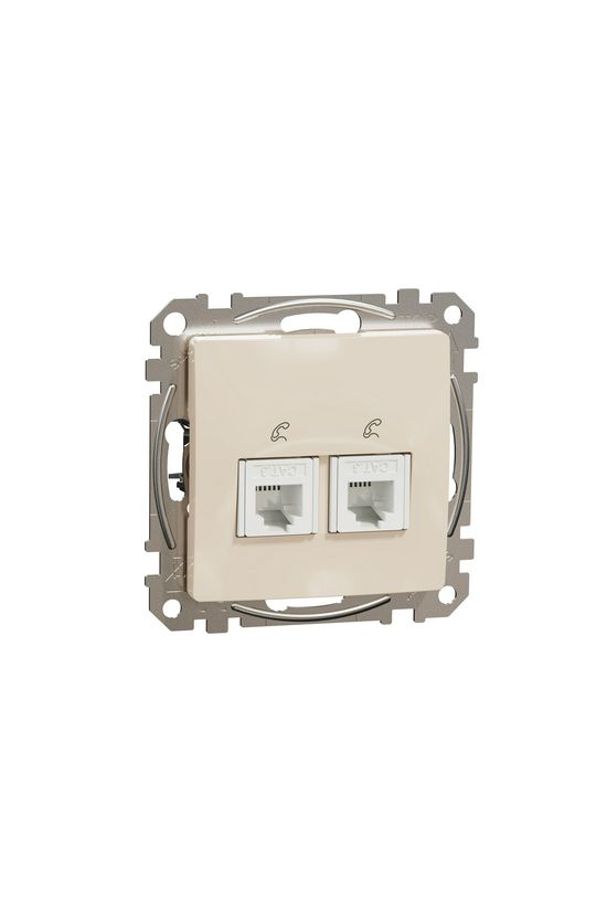 SednaÚj telefon csatlakozó betét közp. fedéllel 2xRJ11 műanyag bézs címketartó nélkül Schneider - SDD112492