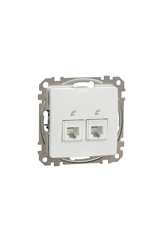 SednaÚj telefon csatlakozó betét közp. fedéllel 2xRJ11 műanyag fehér címketartó nélkül Schneider - SDD111492