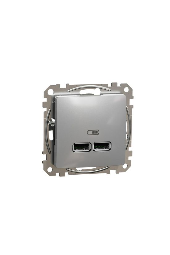 SednaÚj USB töltőaljzat A+A 2-ki 2400mA-max. 5V süllyesztett alumínium Schneider - SDD113401